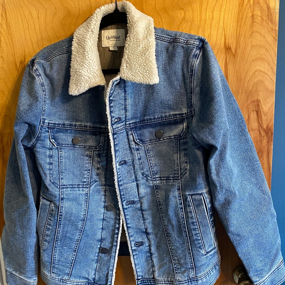 UpWest Blue Bomber Jacket with Sherpa Collar